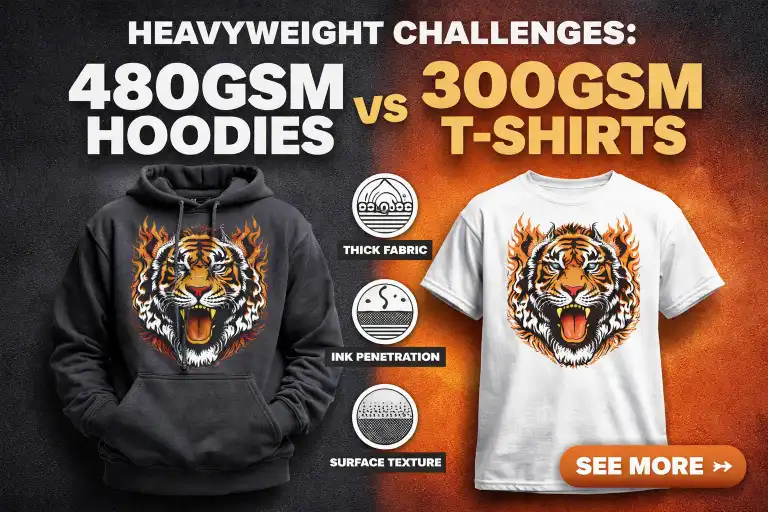 Heavyweight Challenges Printing on 480gsm Hoodies vs. 300gsm T Shirts